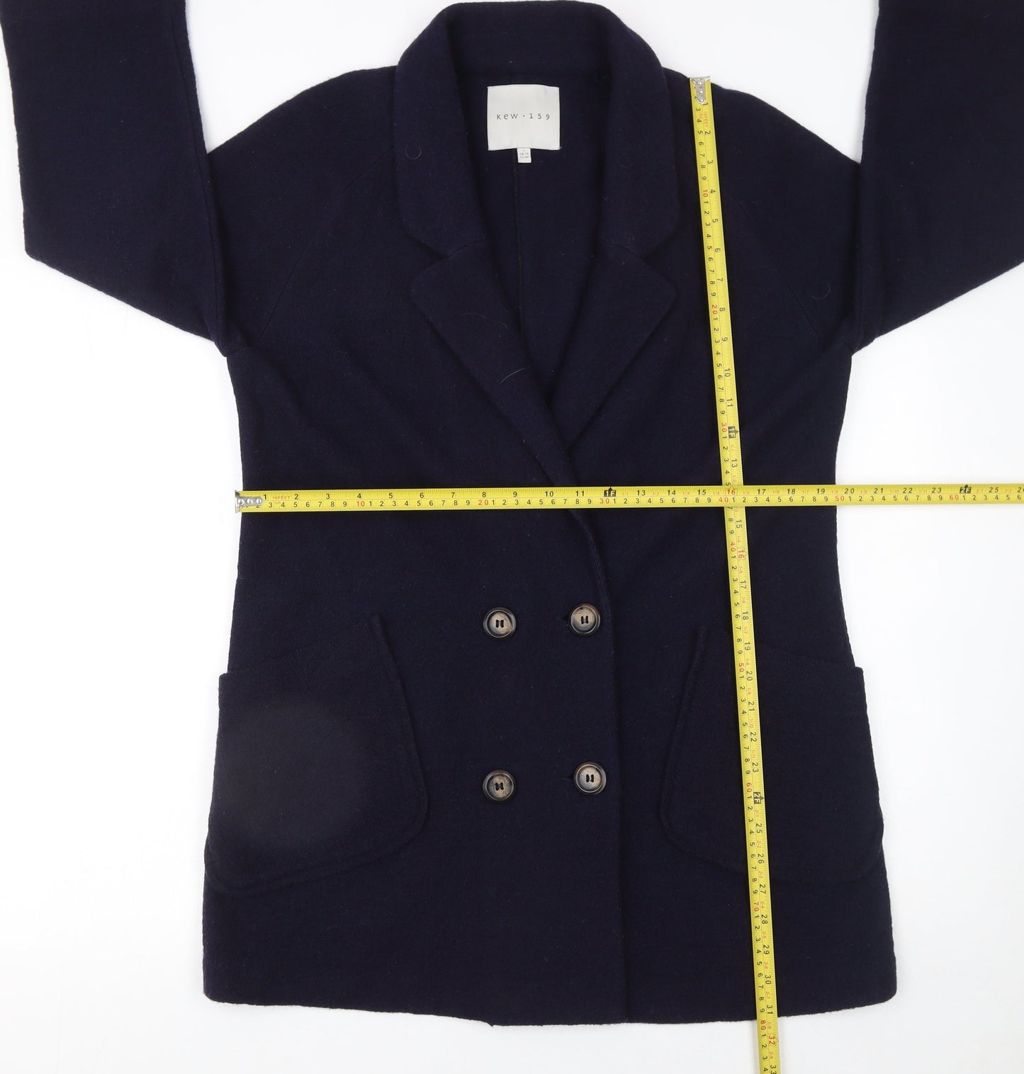 Kew 159 Women's Blue Wool Blend Double-Breasted Blazer UK 14
