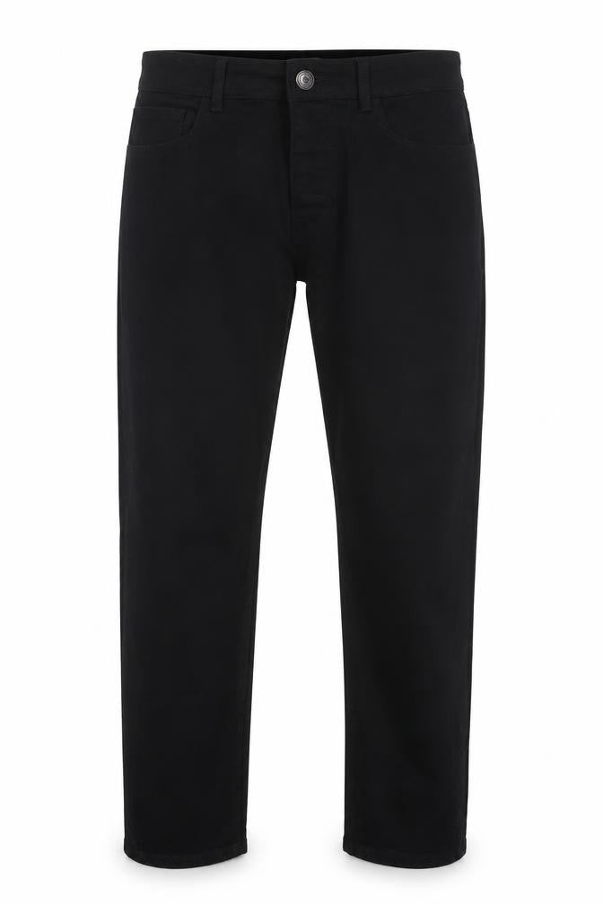 Front view of Denim Co Men’s Black Straight Fit Stretch Jeans W32 L30