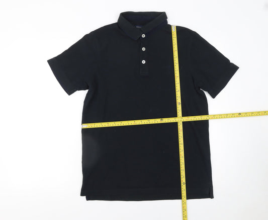 Jack & Jones Men's Black Large Cotton Short Sleeve Polo Shirt
