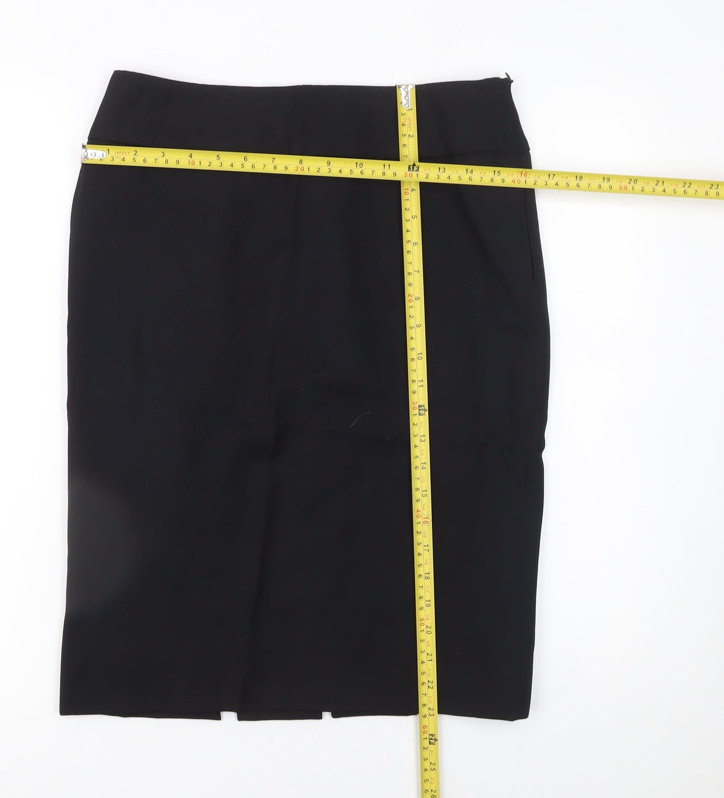 Jaeger Womens Black Wool Pencil Skirt UK 12 Lined Business Workwear