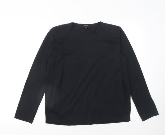Massimo Dutti Womens Black Long Sleeve Basic Jersey T-Shirt Size S