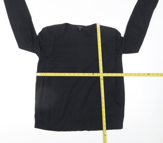 Massimo Dutti Womens Black Long Sleeve Basic Jersey T-Shirt Size S