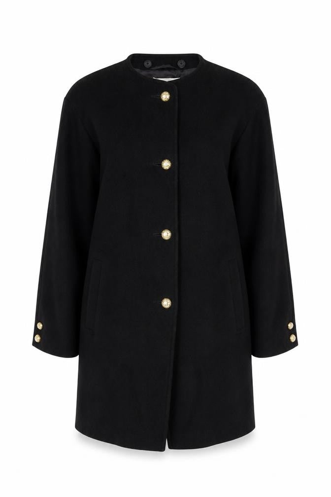 Windsmoor Women's Black Wool Mid-Length Overcoat Size 12