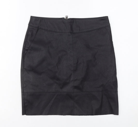 ONLY Women Black Faux Leather Pencil Skirt Size 6