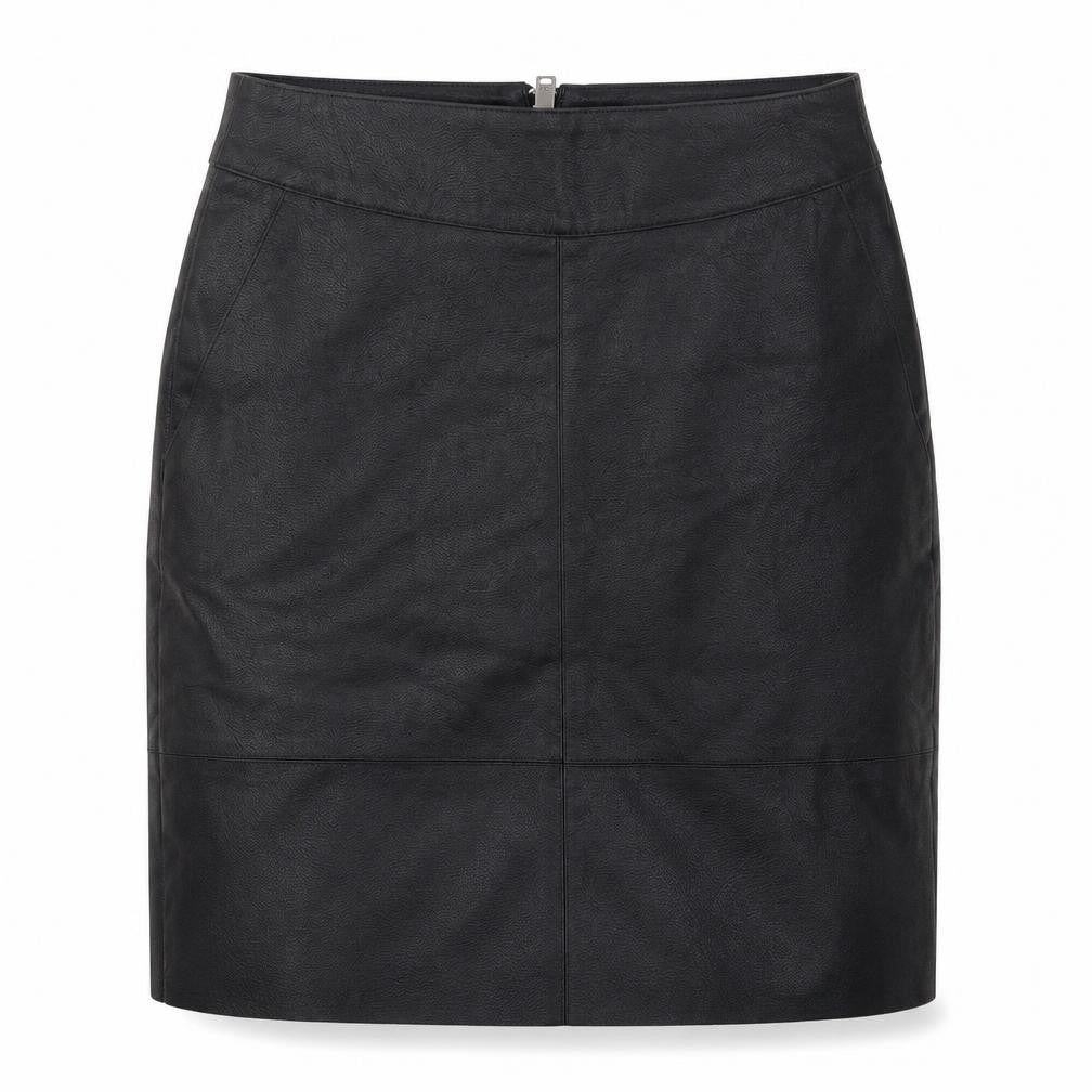 Front view of Only Women Black Faux Leather Pencil Skirt, size 6