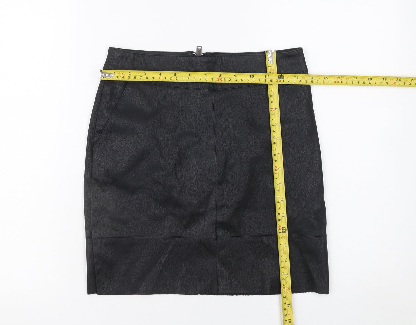 ONLY Women Black Faux Leather Pencil Skirt Size 6