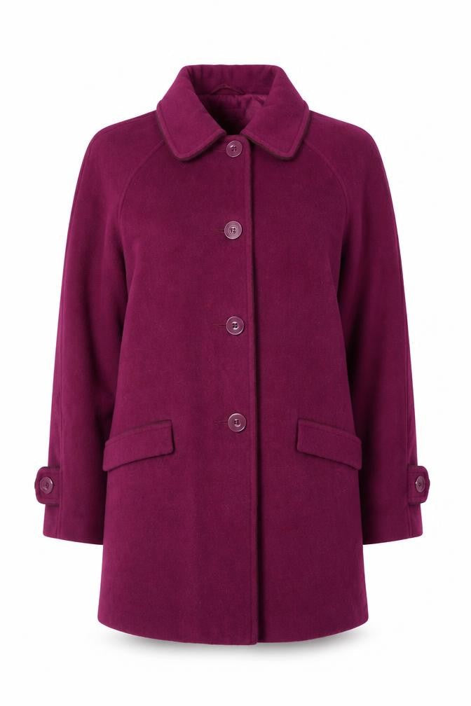 Front view of Honor Millburn Women’s Purple Wool Blend Mid-Length Coat, size UK 12