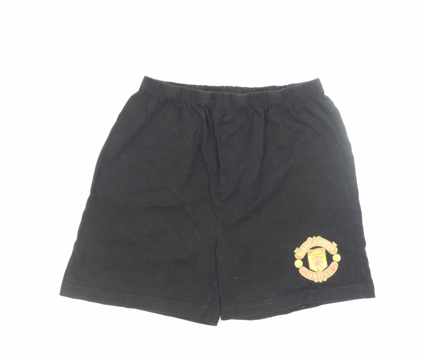 Manchester United Boys Black 10-11 Years Cotton Athletic Football Shorts