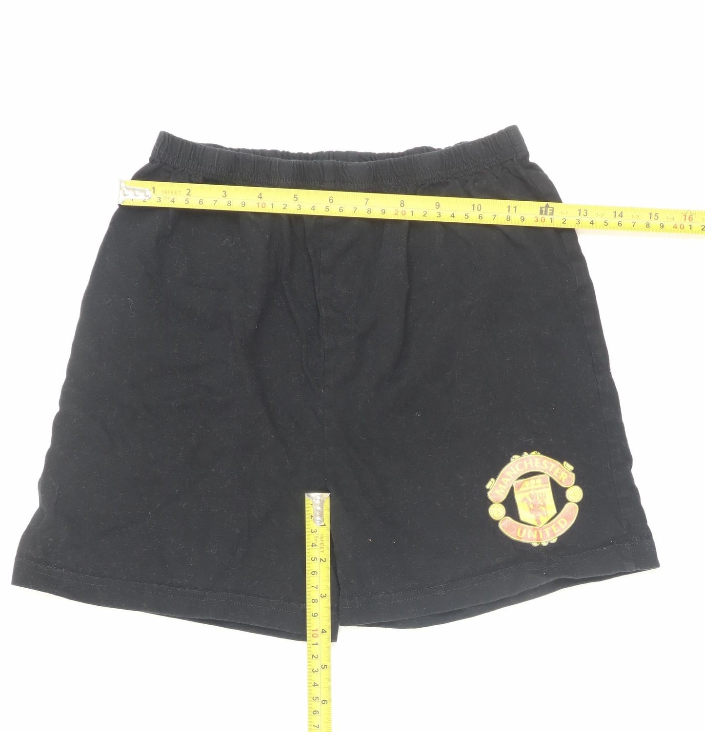 Manchester United Boys Black 10-11 Years Cotton Athletic Football Shorts