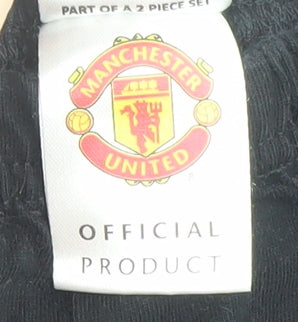 Manchester United Boys Black 10-11 Years Cotton Athletic Football Shorts