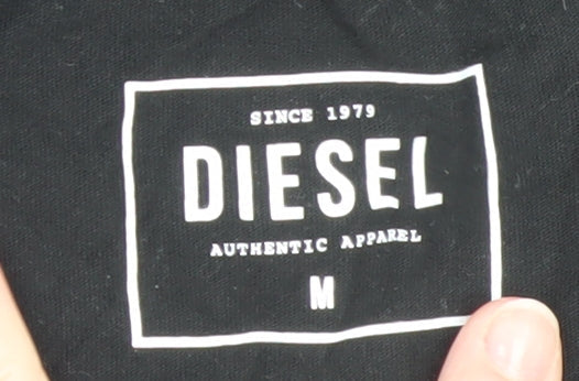 Diesel Womens Black Slim Fit Basic Cotton T-Shirt Medium