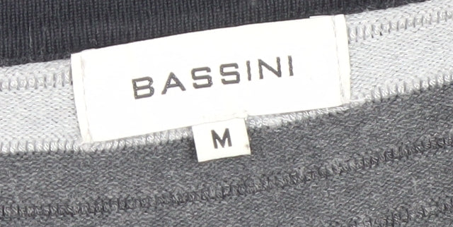 Bassini Men's Grey Striped Knit Pullover Jumper Size M