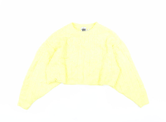 Reclaimed Vintage Women's Yellow Cable-Knit Relaxed Pullover Jumper M