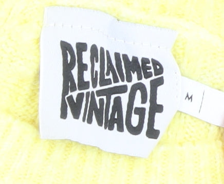 Reclaimed Vintage Women's Yellow Cable-Knit Relaxed Pullover Jumper M