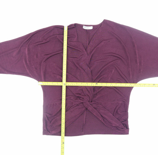 Gallery Womens Plum Purple Wrap Jersey Blouse Size L Long Sleeve