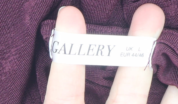 Gallery Womens Plum Purple Wrap Jersey Blouse Size L Long Sleeve