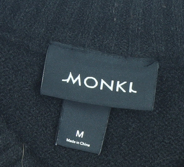 Monki Women’s Black Wool Blend Crew Neck Pullover Jumper Size M
