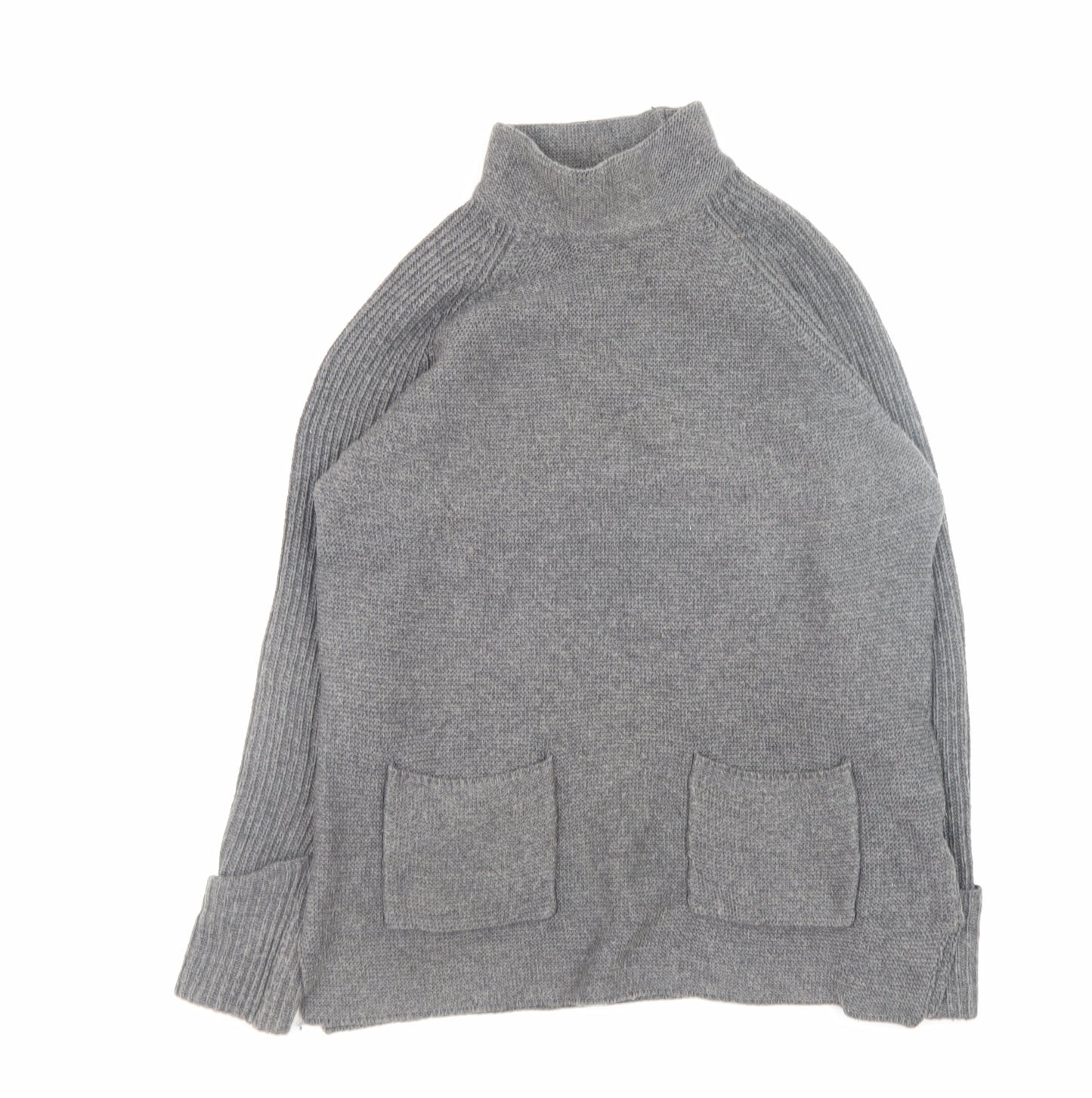Warehouse Women Grey Size 8 Roll Neck Long Sleeve Knit Jumper