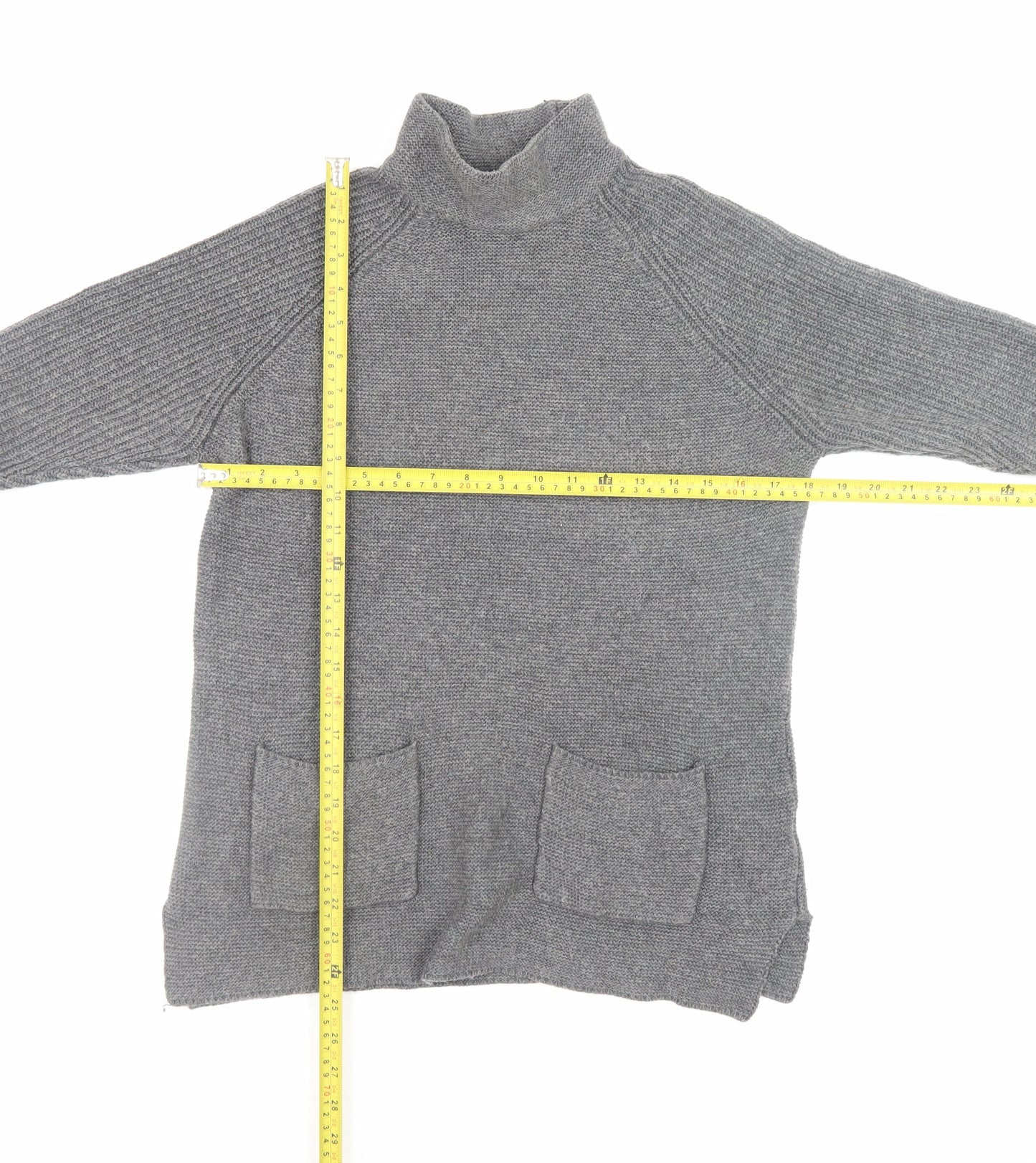 Warehouse Women Grey Size 8 Roll Neck Long Sleeve Knit Jumper
