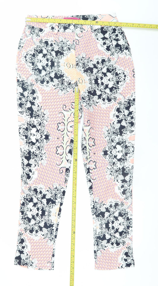Boohoo Women’s Multicoloured Tapered Trousers Size 12 Polyester