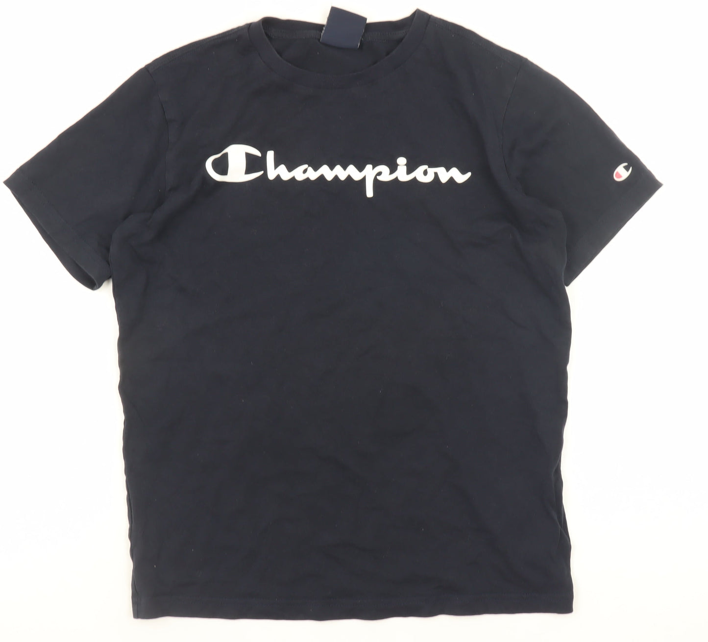Champion Teens Black Large Crew Neck Short Sleeve Cotton Sports T-Shirt