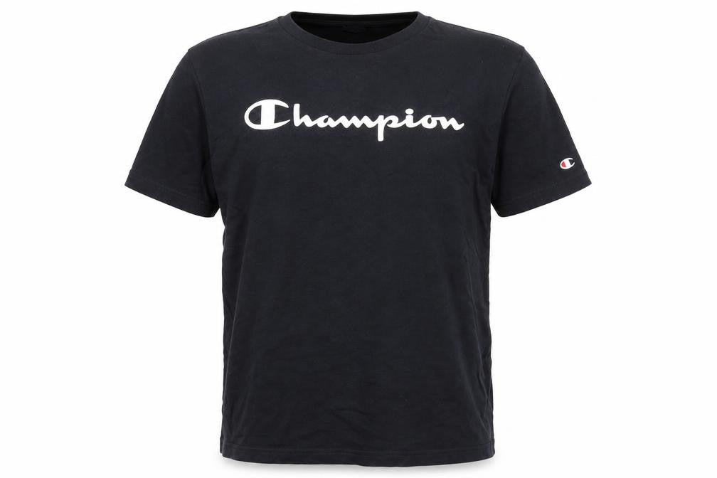 Champion Teens Black Large Crew Neck Short Sleeve Cotton Sports T-Shirt