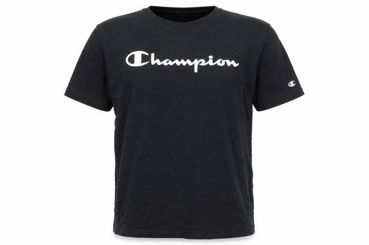 Champion Teens Black Large Crew Neck Short Sleeve Cotton Sports T-Shirt