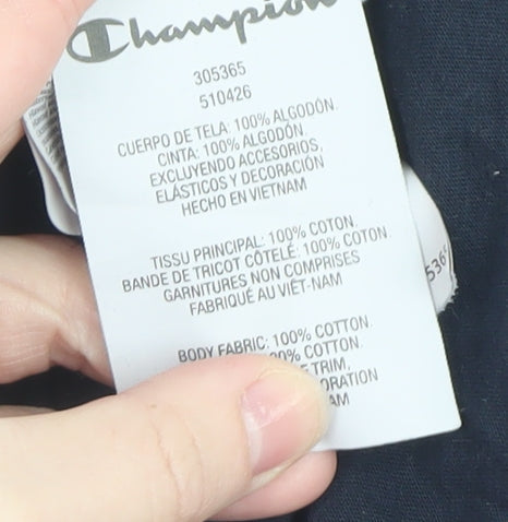 Champion Teens Black Large Crew Neck Short Sleeve Cotton Sports T-Shirt