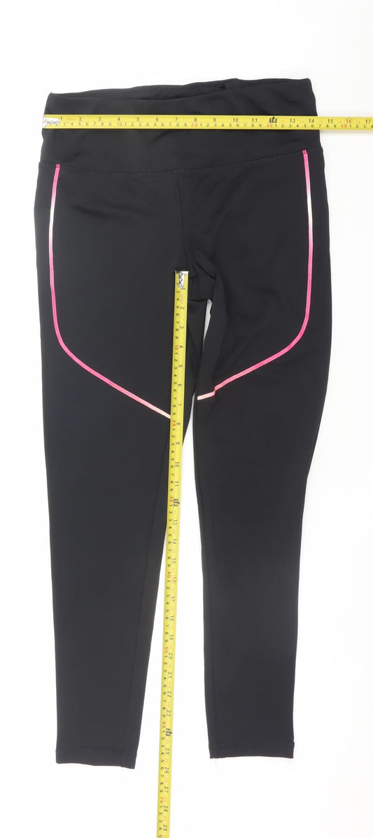 Crivit Women’s Black Ankle Leggings Size 12-14 Stretch Mid Rise Activewear