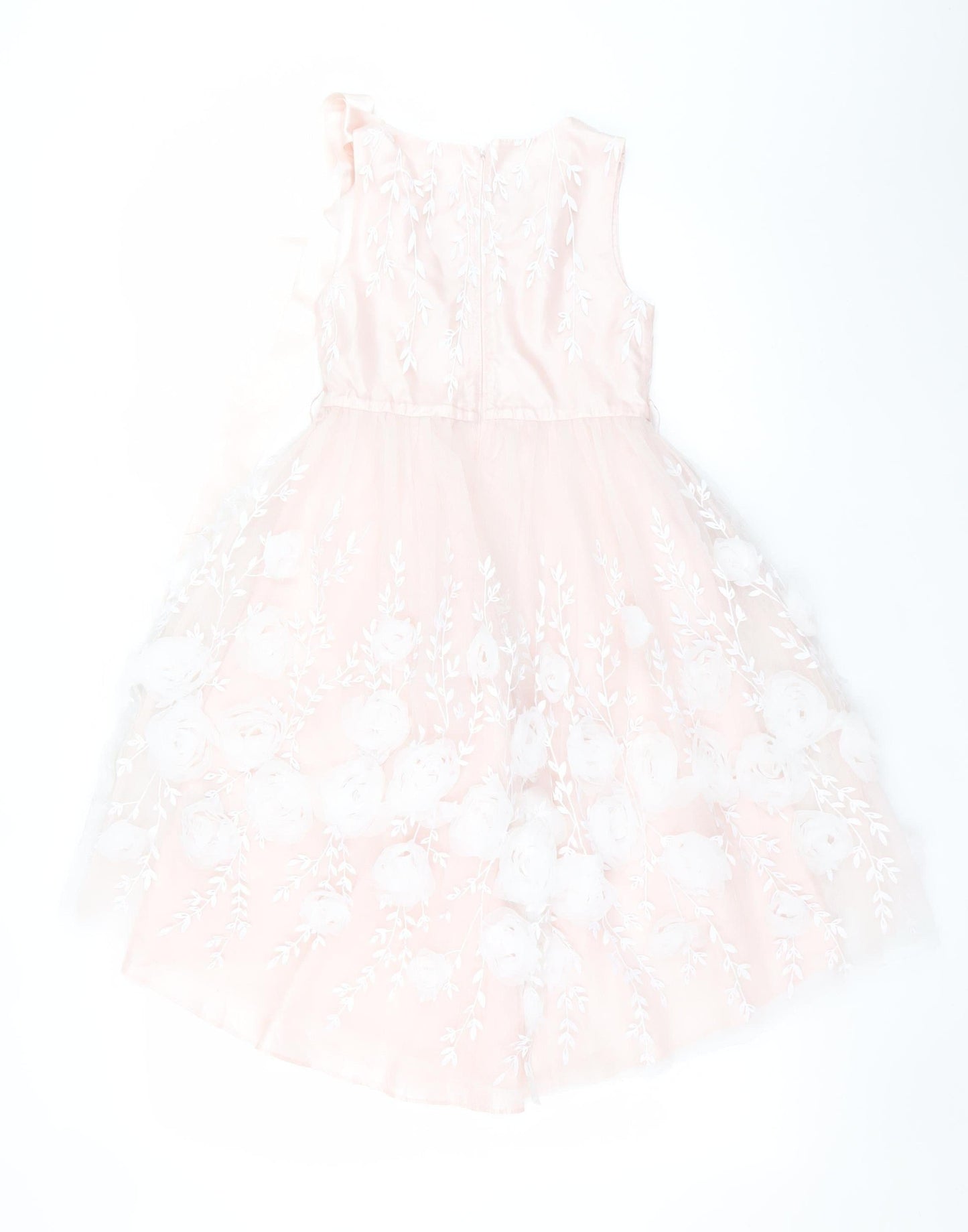 Monsoon Girls Pink Floral Embroidered A-Line Party Dress 8 Years