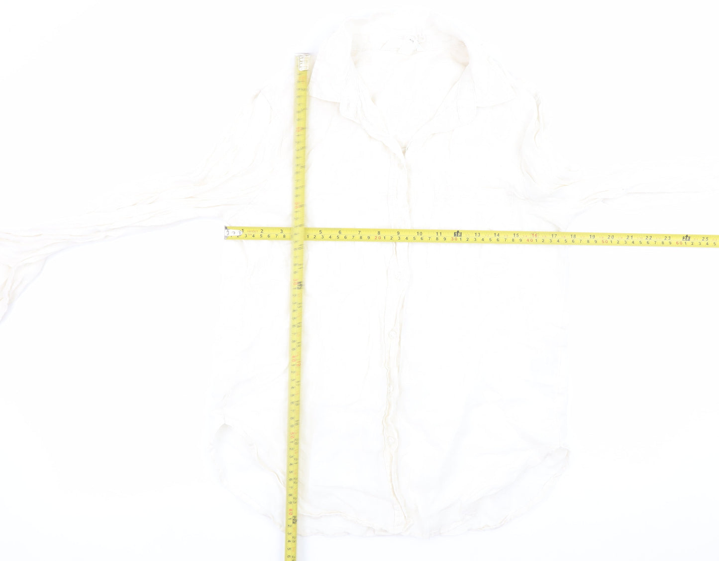 H&M Women’s Ivory Linen Button-Up Shirt Long Sleeve XS Lightweight