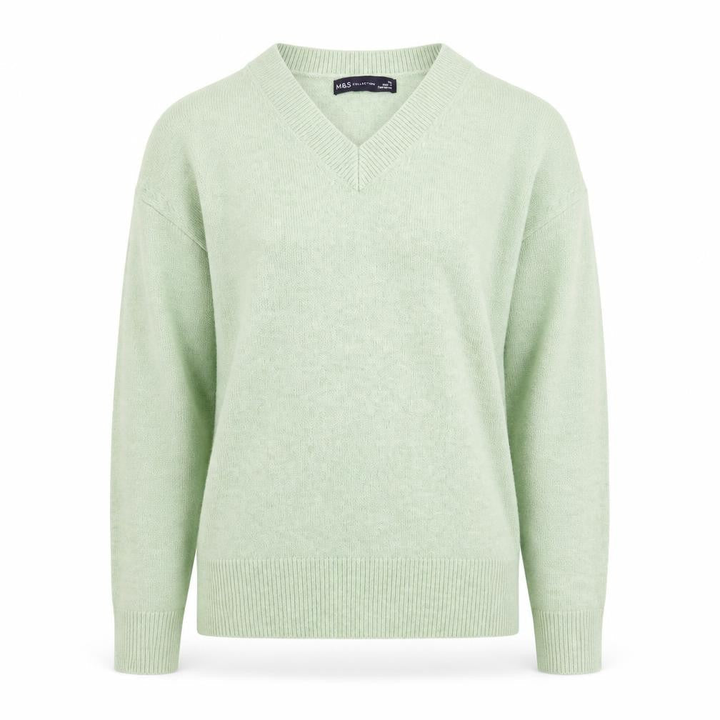 Marks and Spencer Men's Green XS V-Neck Pullover Jumper