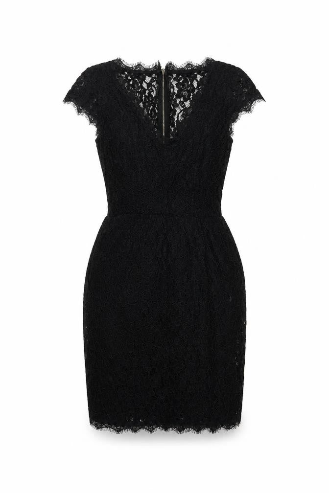 Babaton Women's Black Lace Short Sleeve Sheath Party Dress Size 6