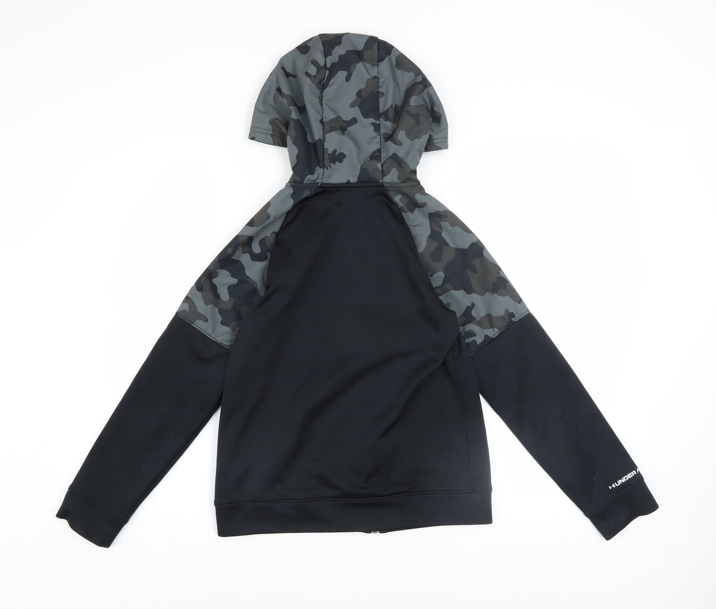 Under Armour Boys Black Camouflage Hooded Full Zip Hoodie Size 10-11 Years