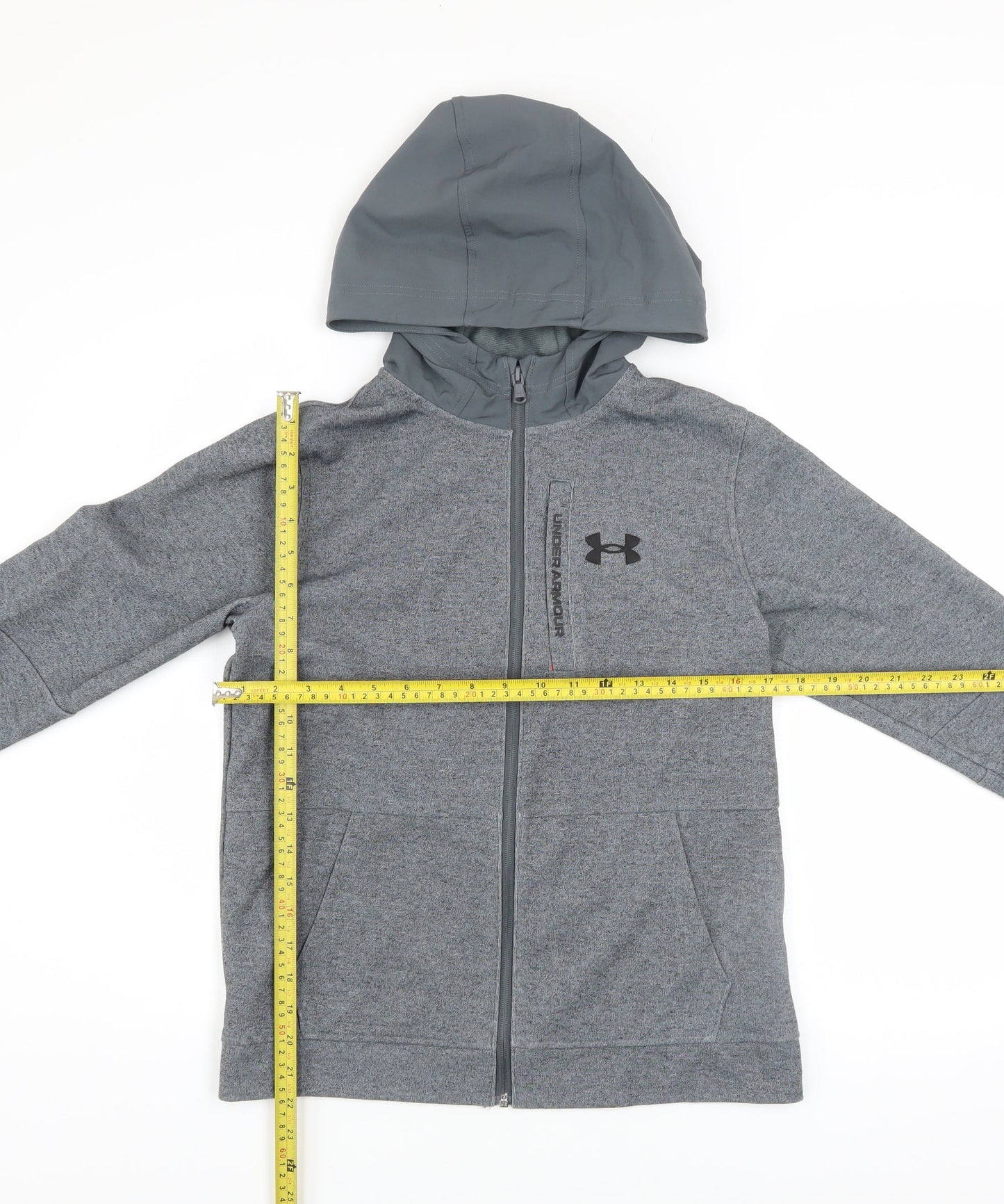 Under Armour Boys Grey Full Zip Hoodie YLG Athletic Sweatshirt