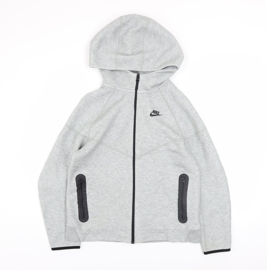 Nike Boys Grey Full Zip Hoodie XL 158-170cm Sportswear Sweatshirt
