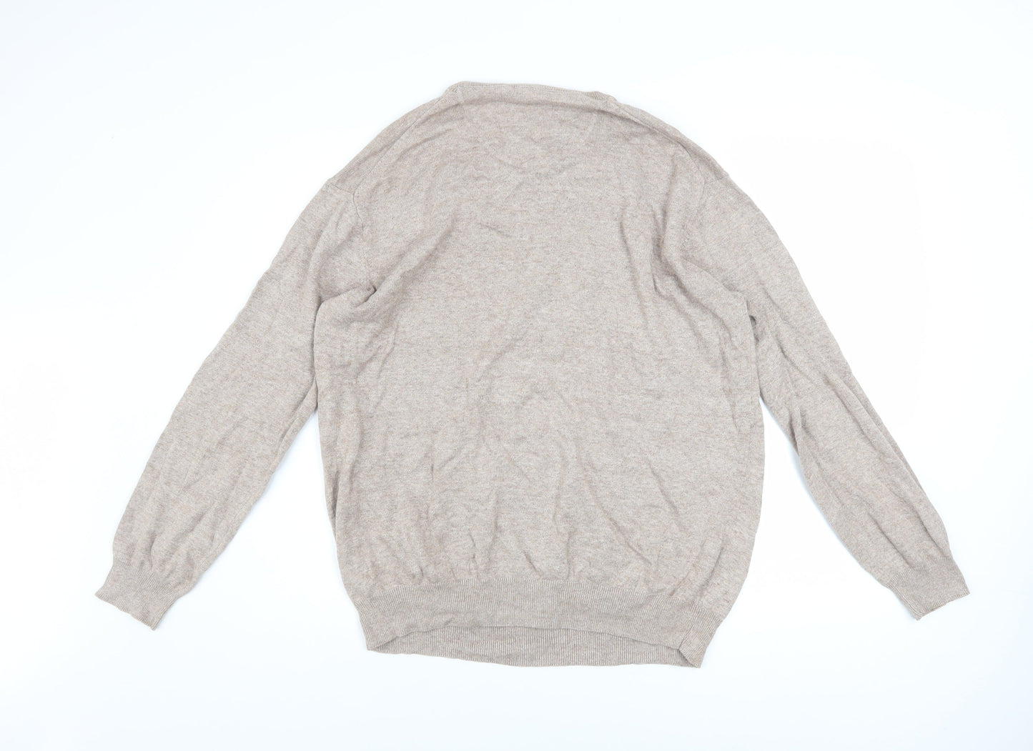 Baileys Men's Beige XL Cotton V-Neck Pullover Jumper