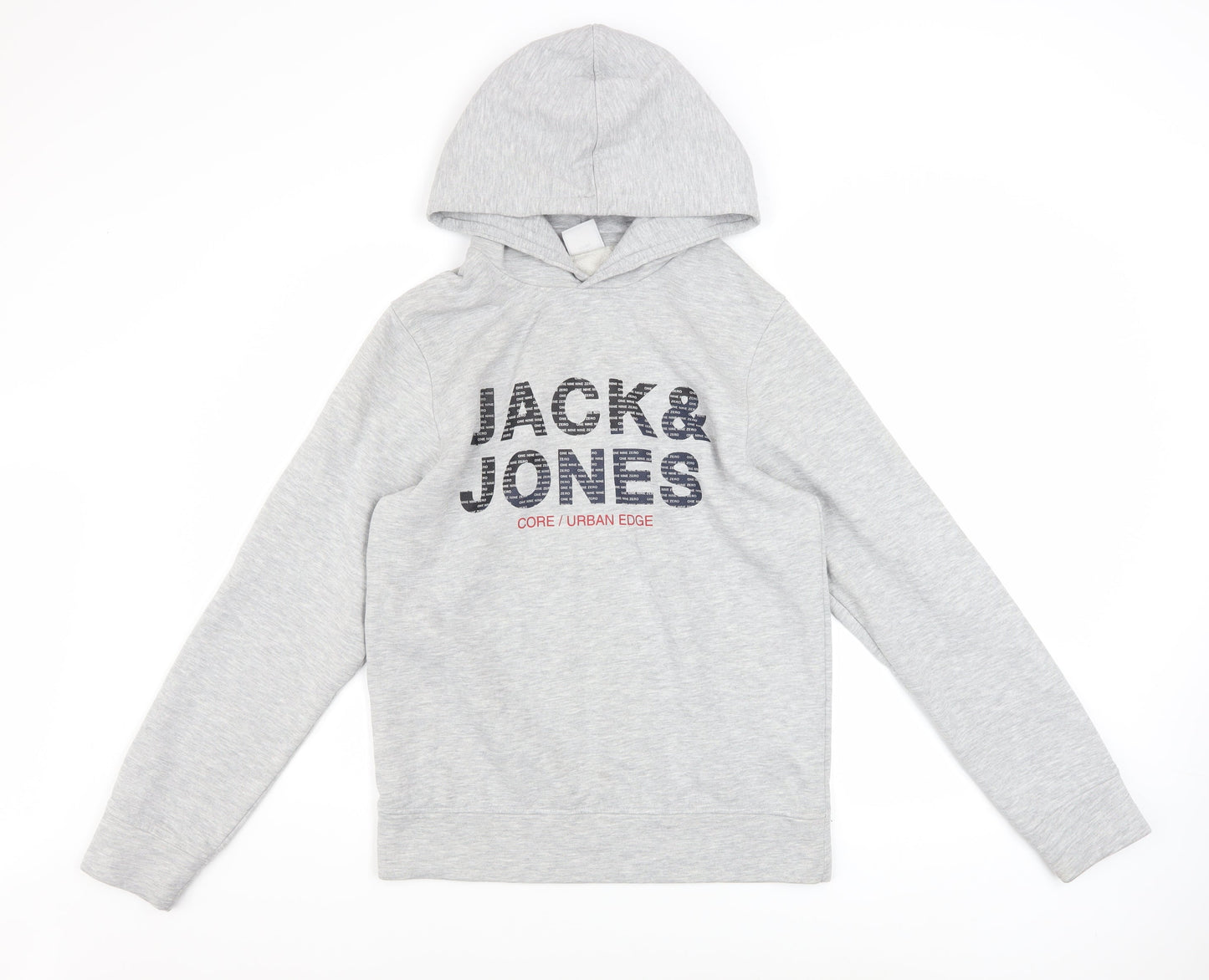 Jack & Jones Men's Grey Pullover Hoodie S Logo Fleece Sweatshirt