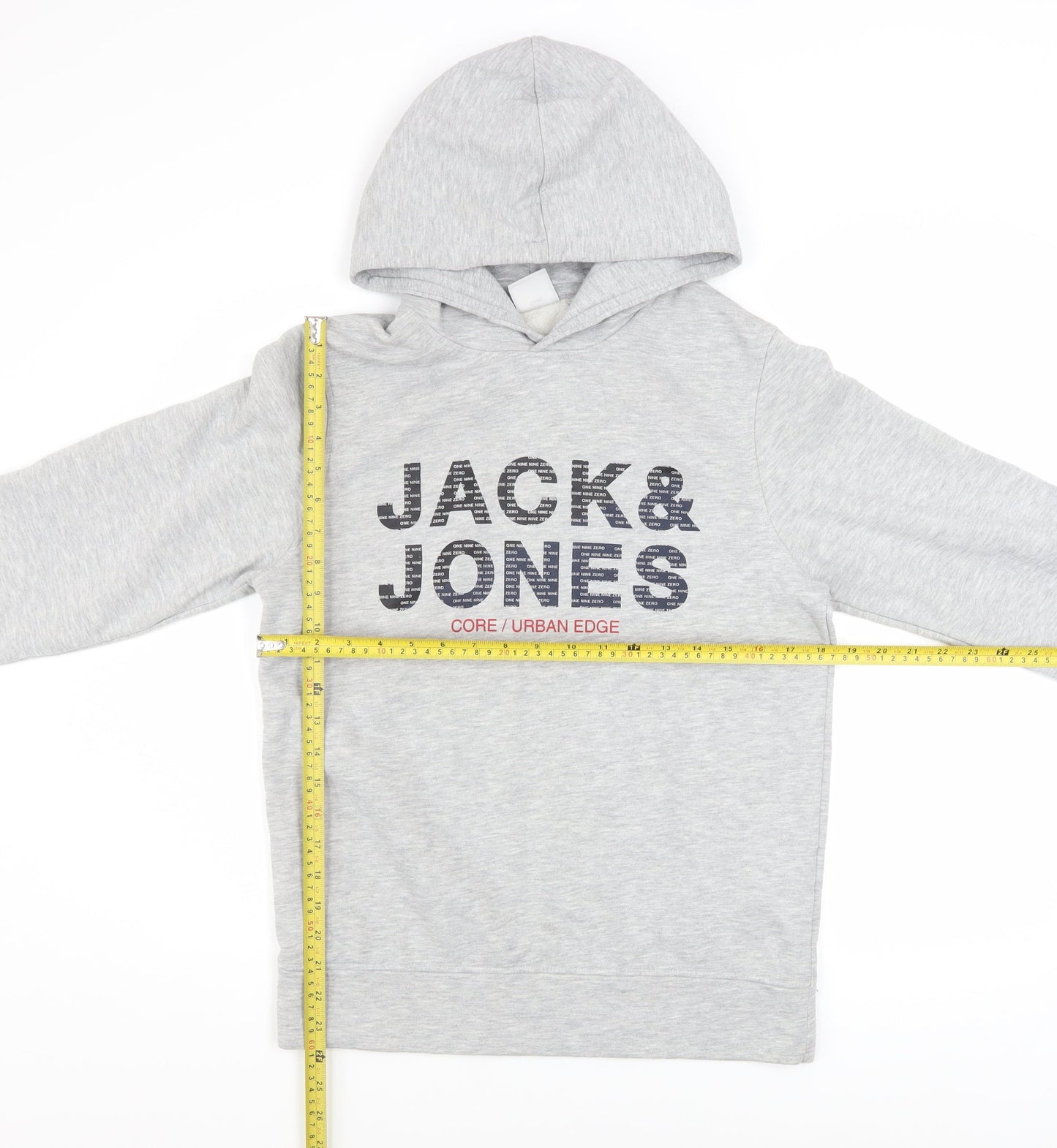 Jack & Jones Men's Grey Pullover Hoodie S Logo Fleece Sweatshirt