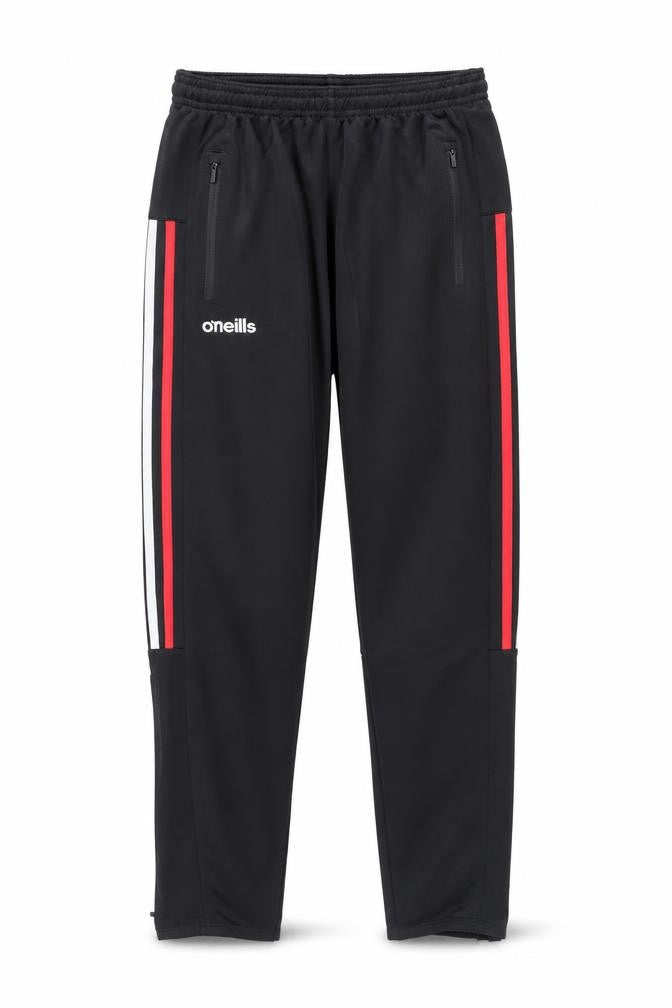 Front view of O'Neill boys’ black track pants age 13 quick dry tapered fit activewear