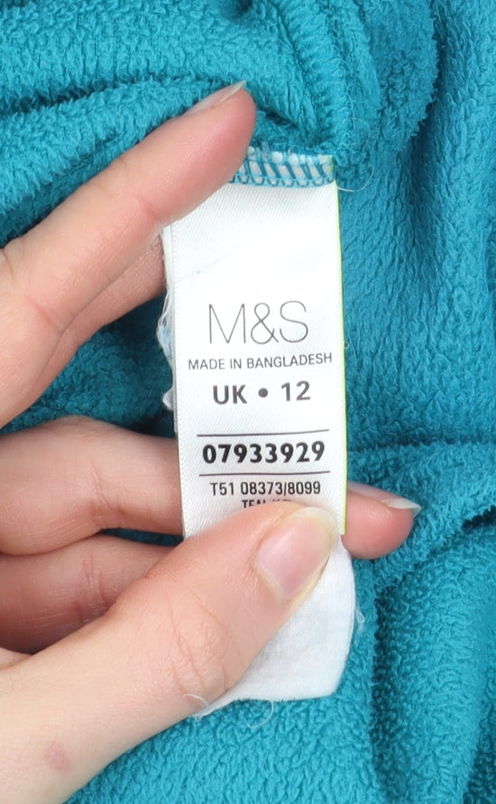 Marks and Spencer Womens Blue Fleece Jacket Size 12 Full Zip Lightweight