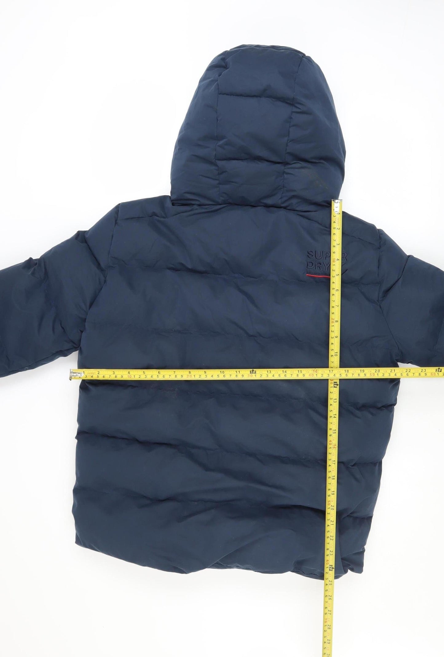 Superdry Mens Blue Hooded Puffer Jacket Size M Winter Casual