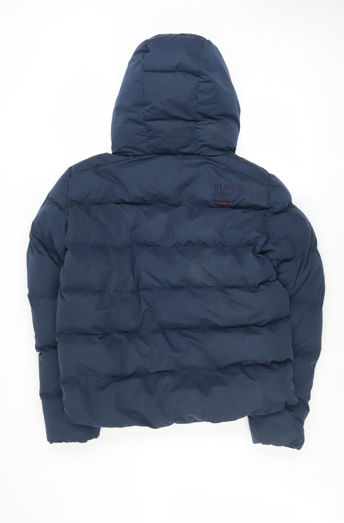 Superdry Mens Blue Hooded Puffer Jacket Size M Winter Casual