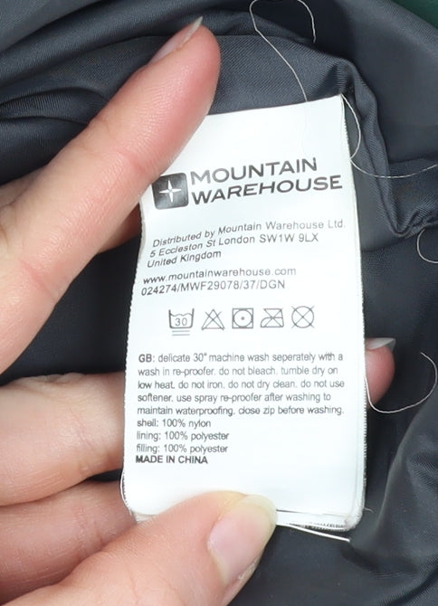 Mountain Warehouse Men's Green Puffer Jacket Size S Hooded Insulated Coat