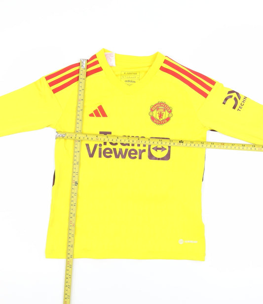 Adidas Boys Yellow Manchester United Goalkeeper Jersey 9-10Y Long Sleeve