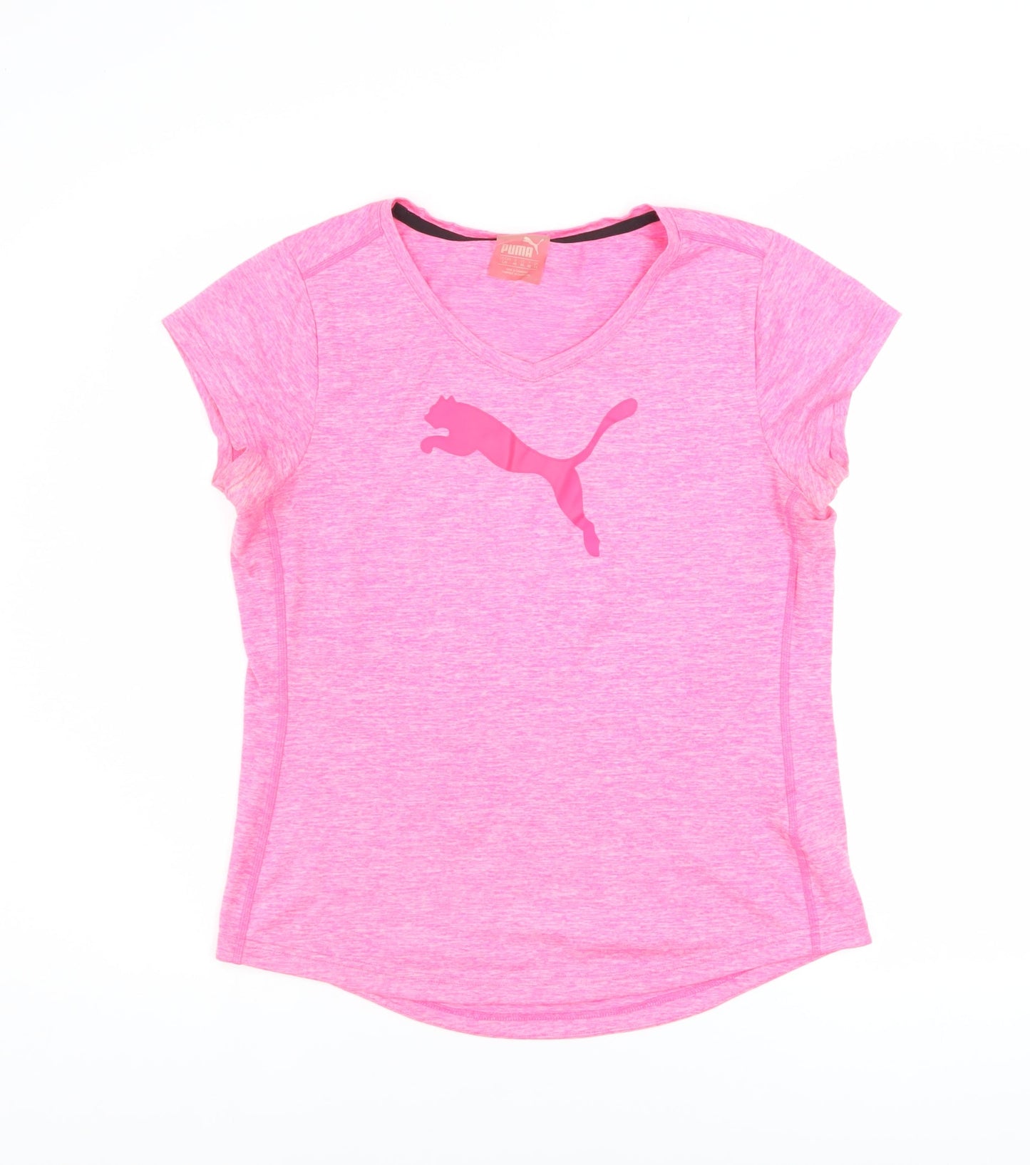 Puma Women’s Pink Short Sleeve V-Neck Active T-Shirt Size 14