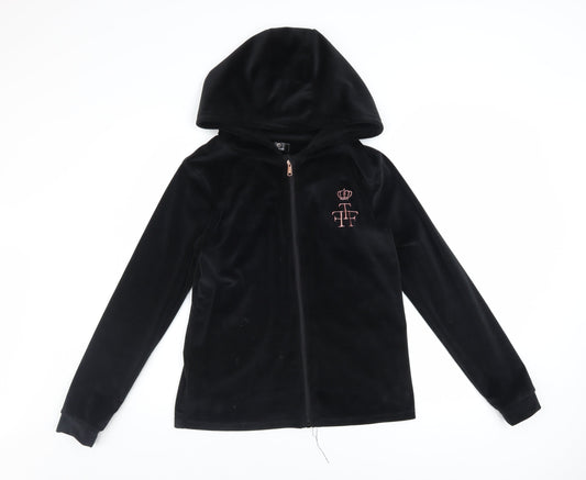 Firetrap Girls Black Full Zip Velvet Hoodie 13 Years