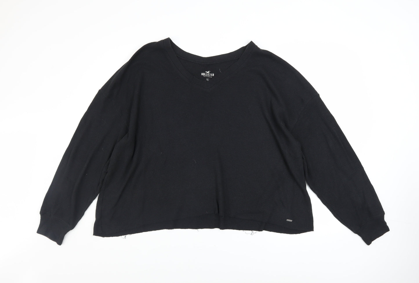 Hollister Women’s Black V-Neck Pullover Sweatshirt XL Cotton Blend