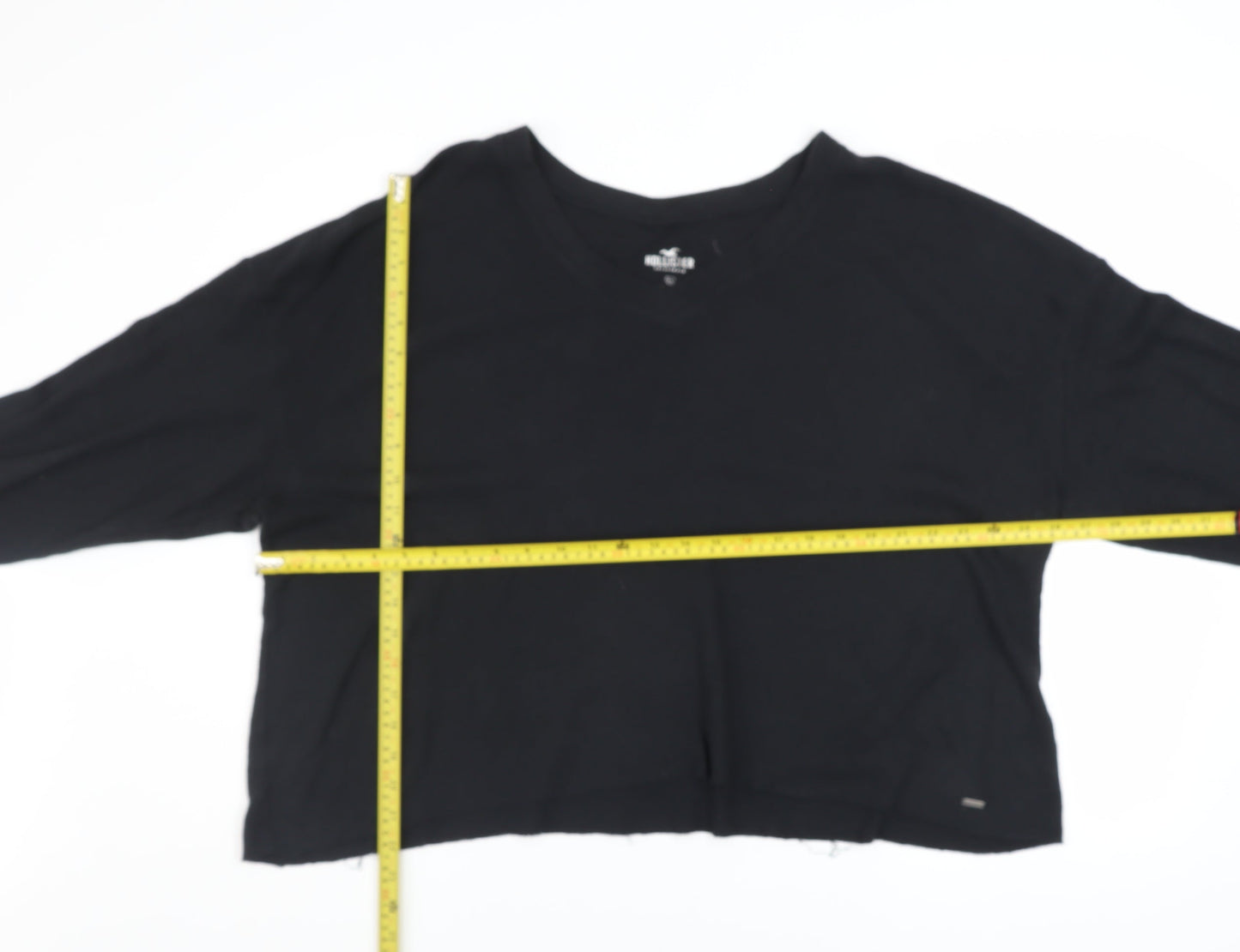 Hollister Women’s Black V-Neck Pullover Sweatshirt XL Cotton Blend