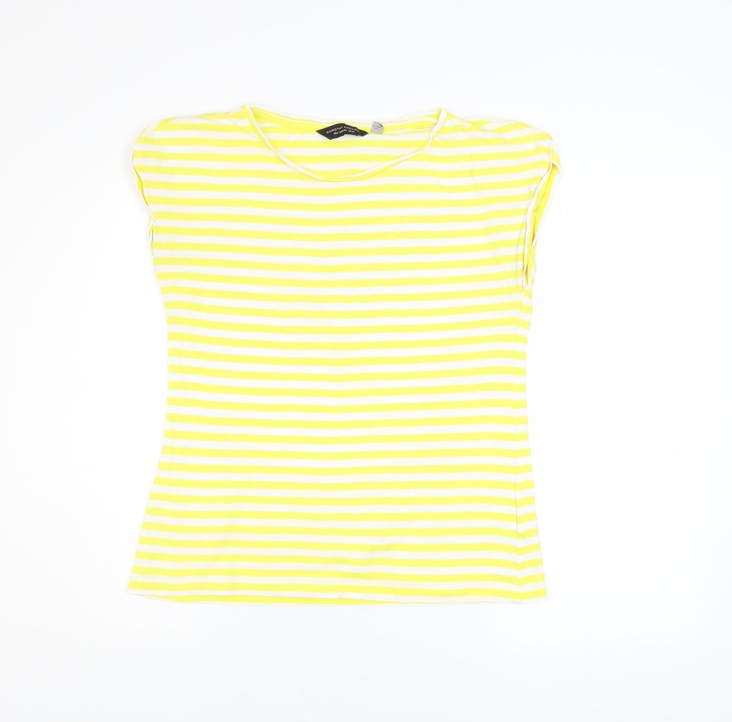 Dorothy Perkins Women’s Yellow Striped Cotton T-Shirt UK Size 10